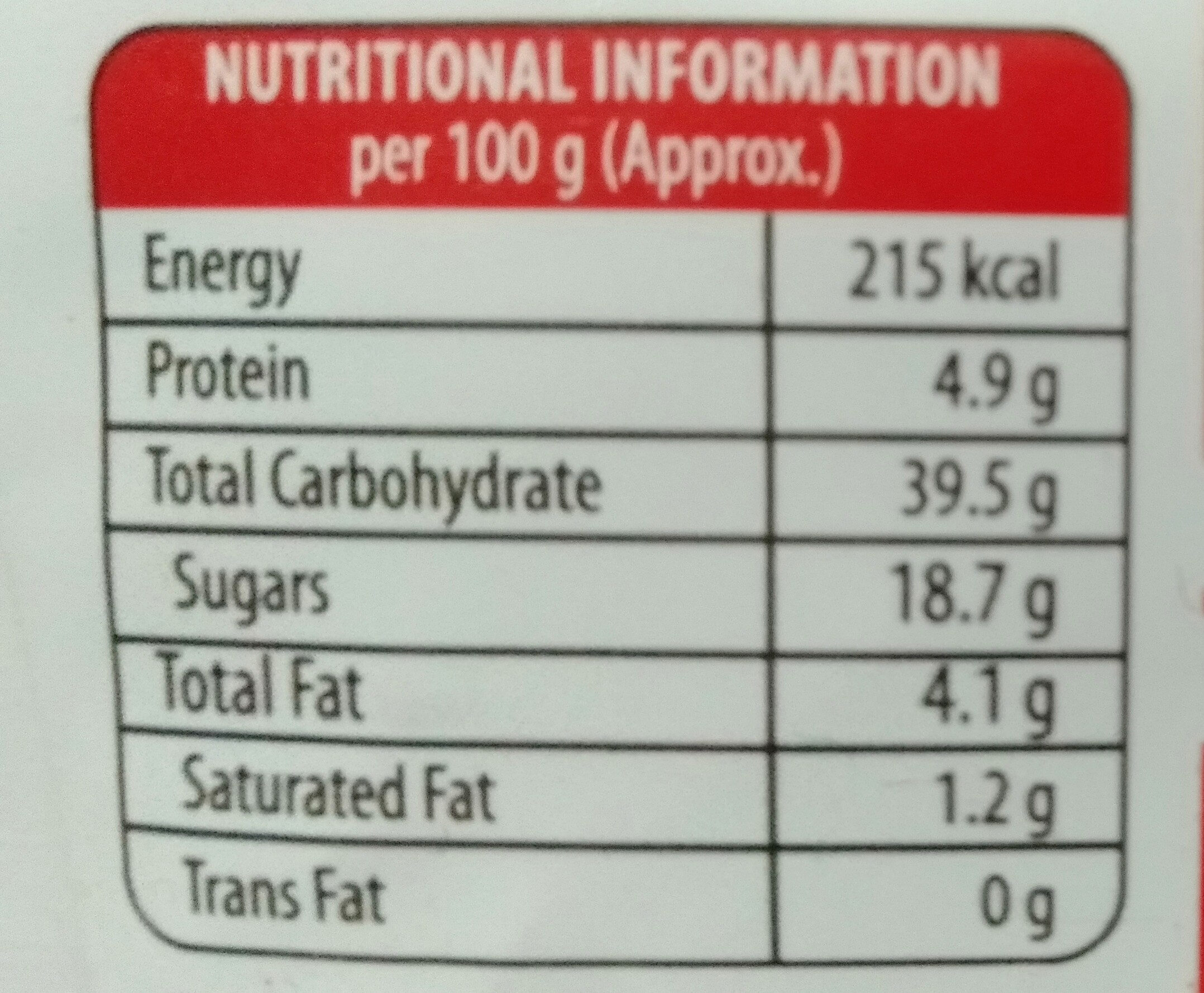 Pizza and pasta sauce - Nutrition facts