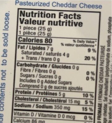 Cheese Chiplet - Nutrition facts