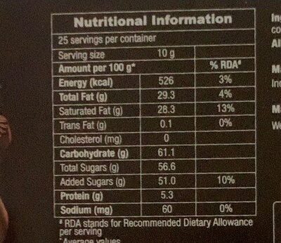 Chocominis - Nutrition facts