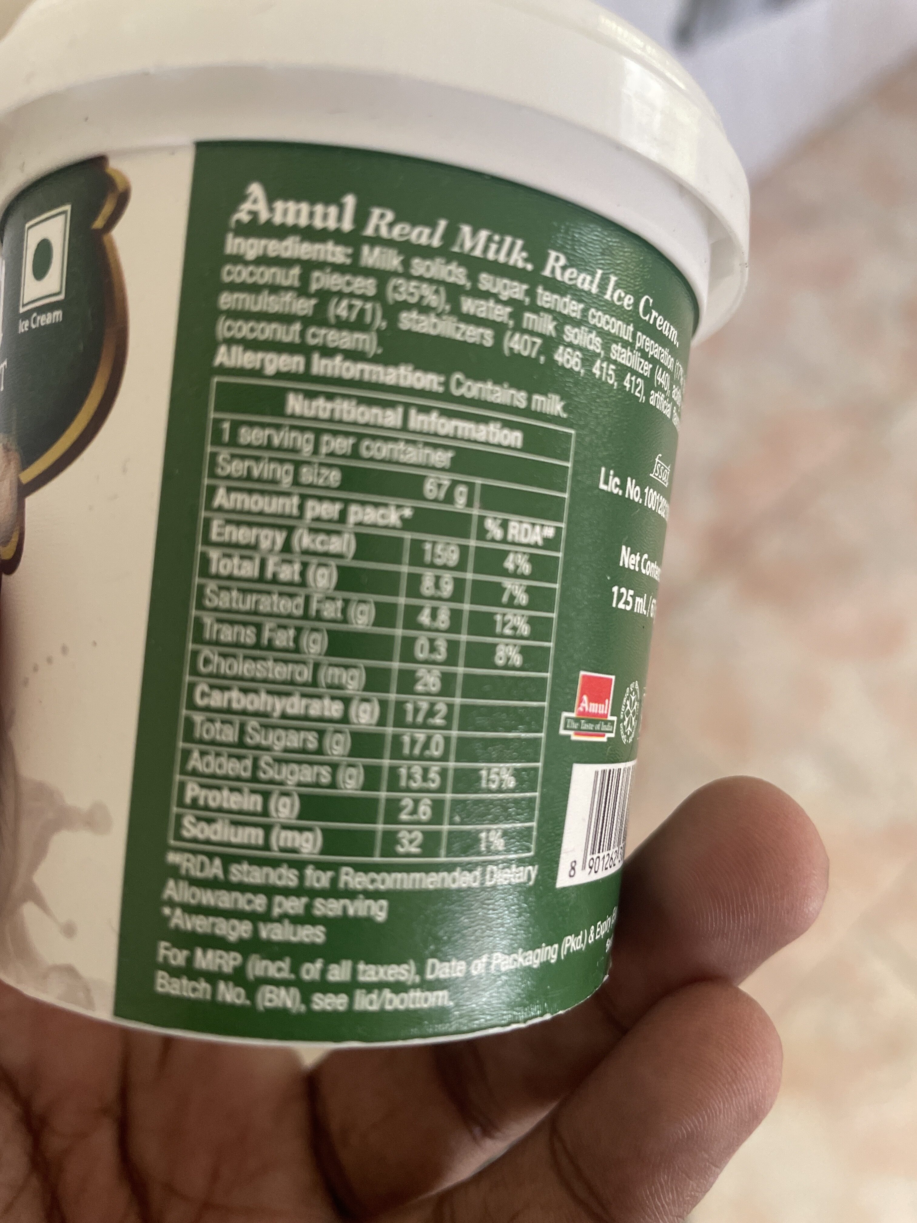 Tender Coconut - Nutrition facts