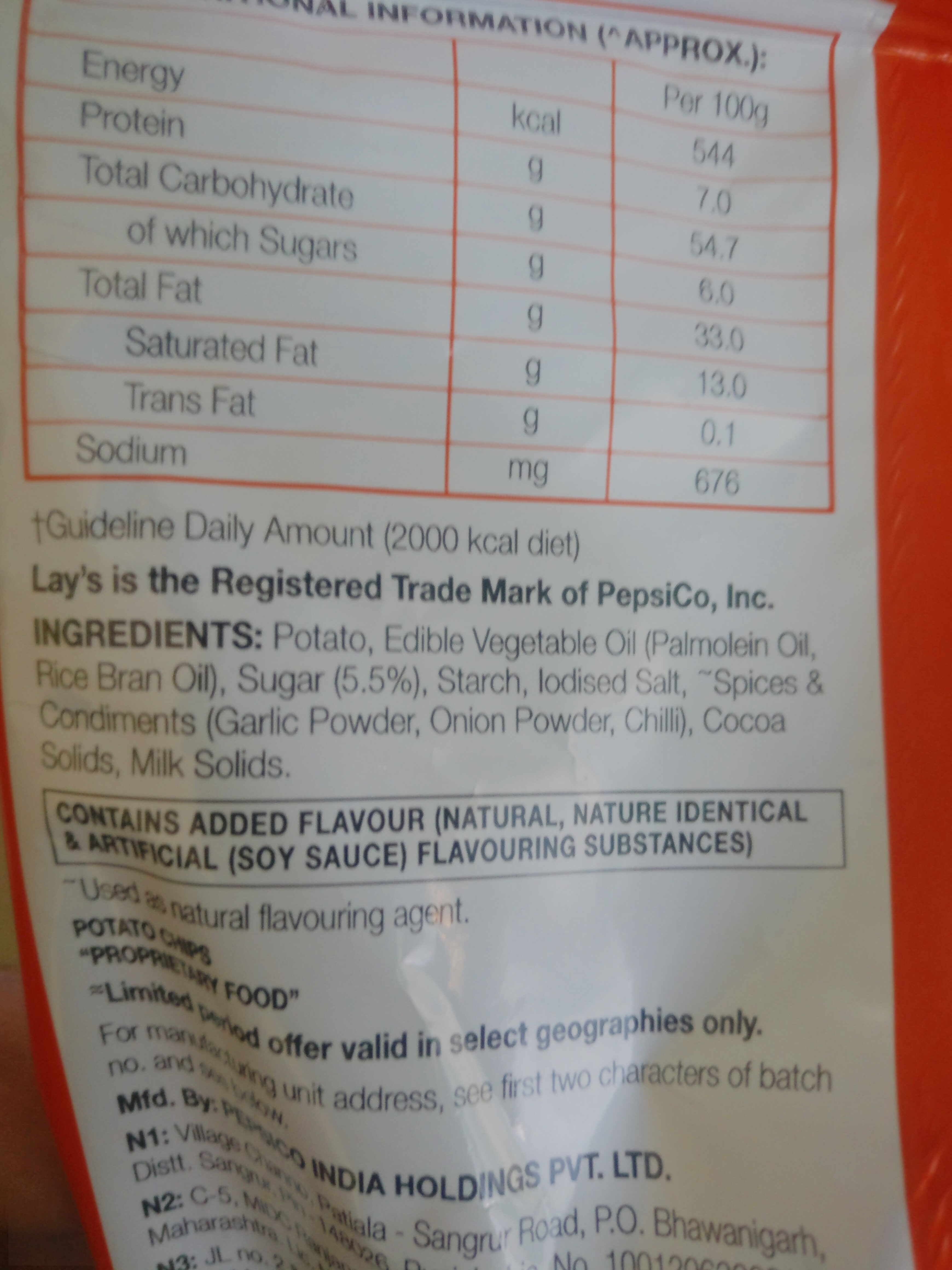 lays potato chips - Ingredients