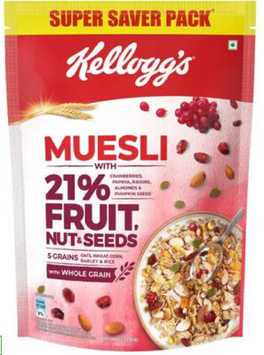 Kelloggs Muesli Breakfast Cereal - With Multigrain & 21% Fruit, Nut & Seeds - Product