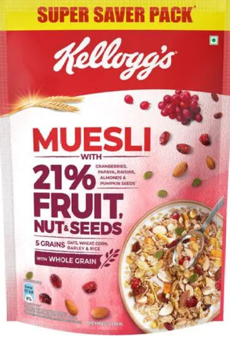 Kelloggs Muesli Breakfast Cereal - With Multigrain & 21% Fruit, Nut & Seeds - Produit
