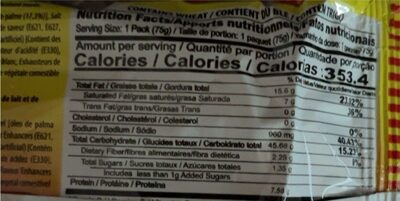 Chicken Flavored Instant Noodles - Nutrition facts