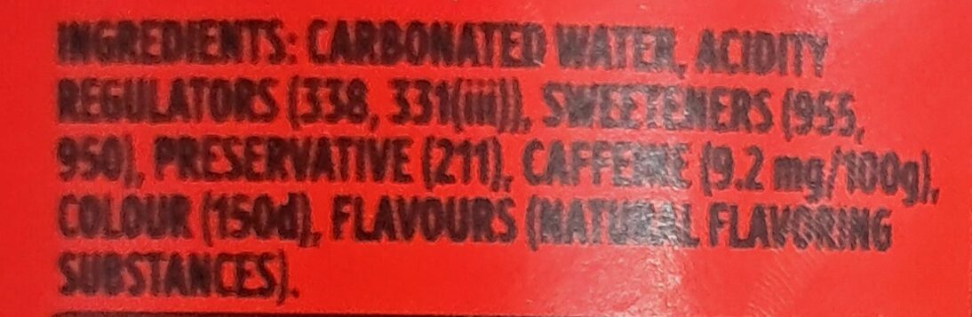 Coca Cola Zero - Ingredients