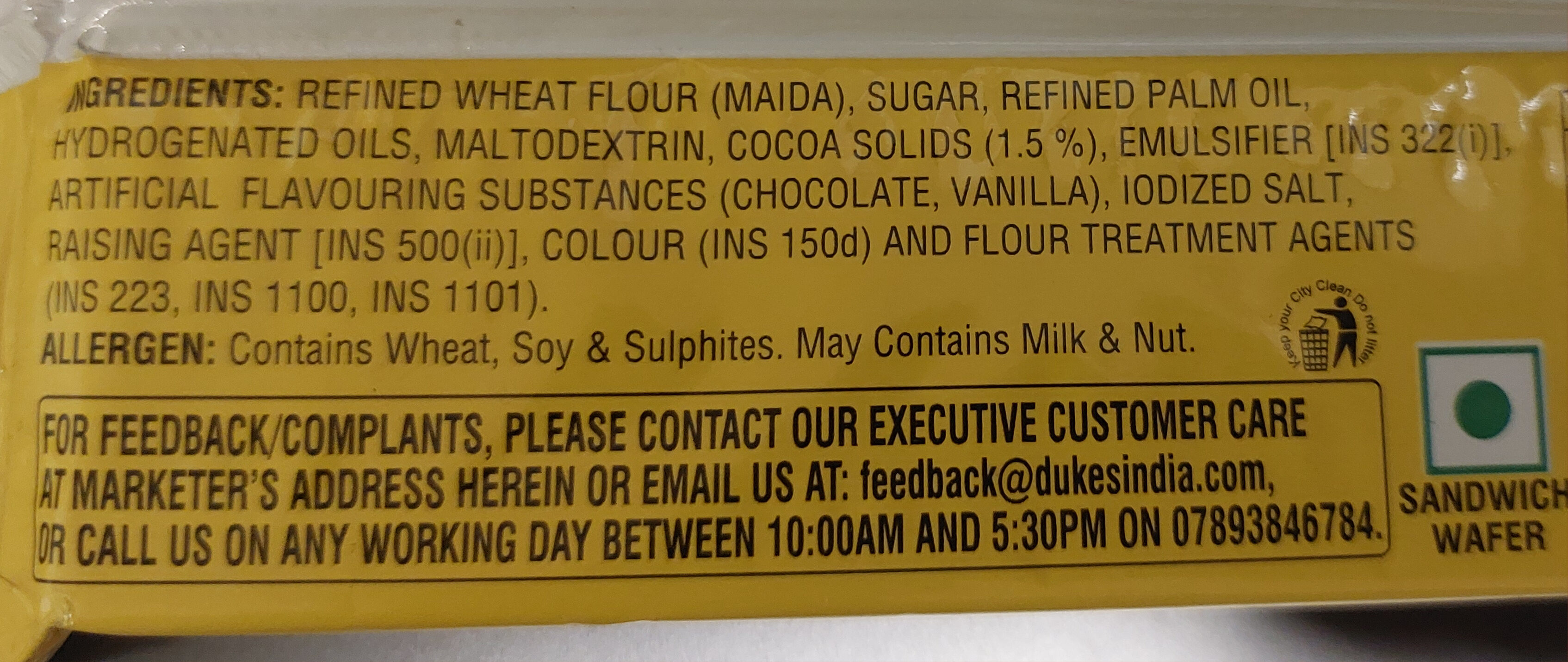 Waffy Chocolate - Ingredients