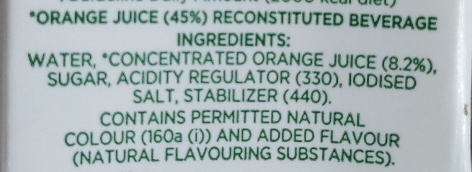 Orange Delight - Ingredients