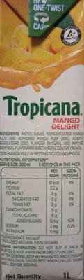 mango delight - Nutrition facts