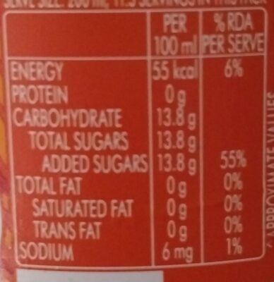 Pepsi Brand Mirinda orange flv 2ltr - Nutrition facts