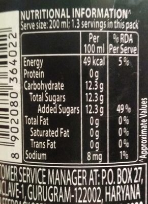 Mountain Dew - Nutrition facts