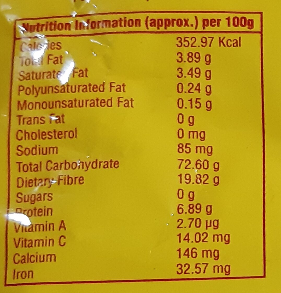 turmeric powder - Nutrition facts