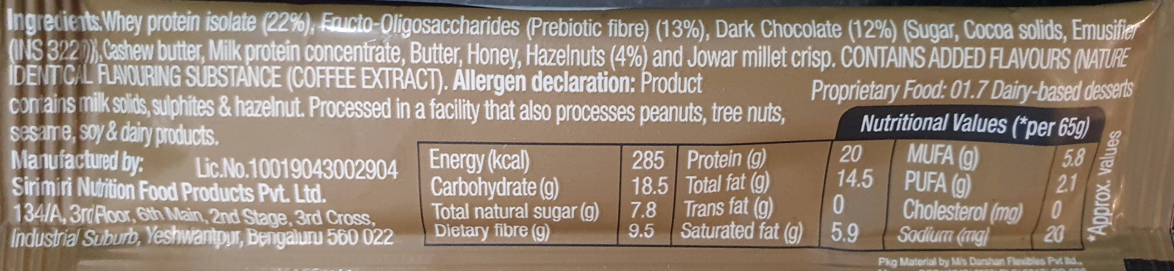 20g Protein Bar - Ingredients