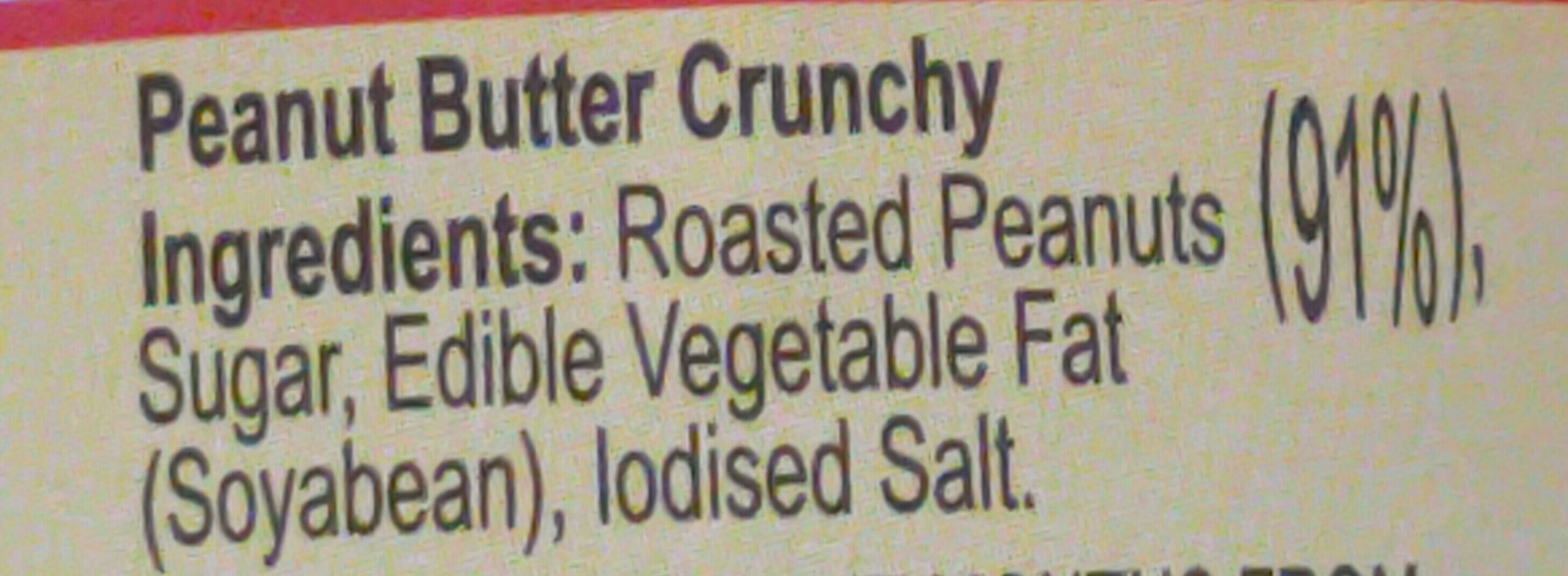Peanut Butter Crunchy - Ingredients