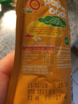 Jus de mangue - Nutrition facts