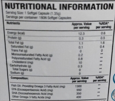 Omega 3 - Nutrition facts