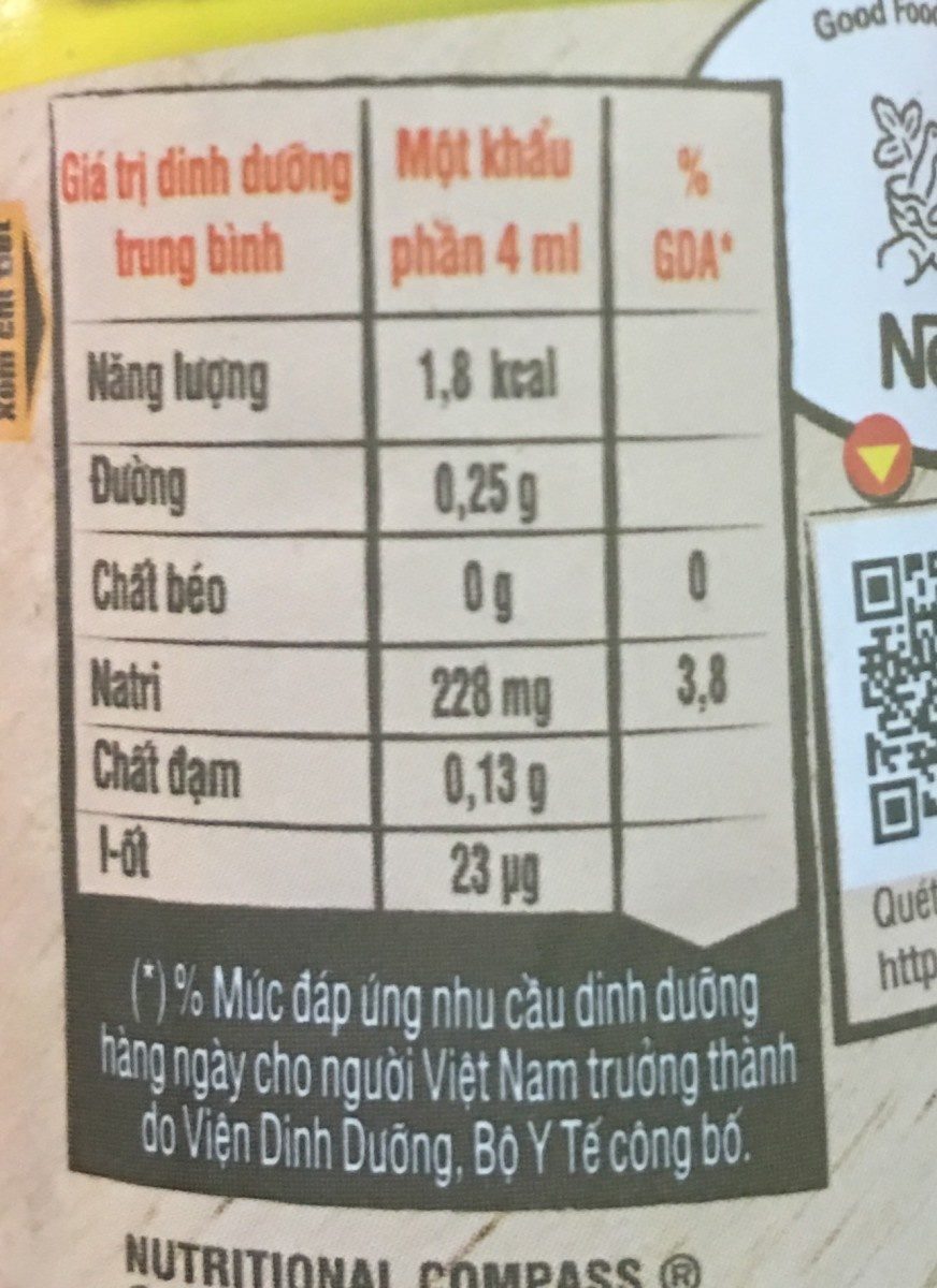 Maggi Vietnam Soy Sauce - Nutrition facts - fr