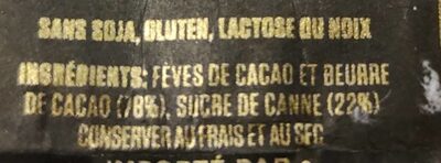 Marou Chocolate Ben Tre 78% - Nutrition facts - fr