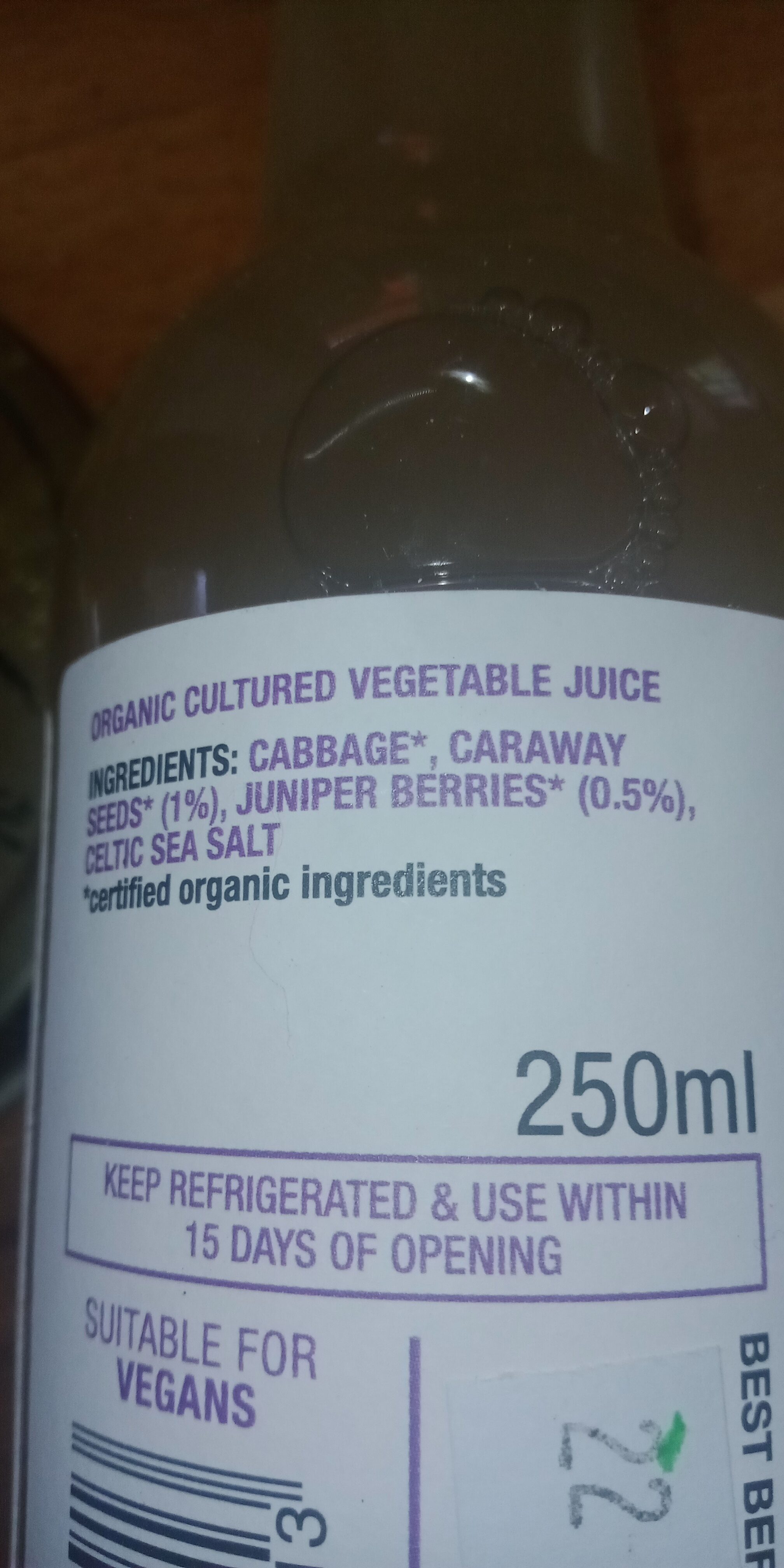 Fermented Sauerkraut Juice - Ingredients