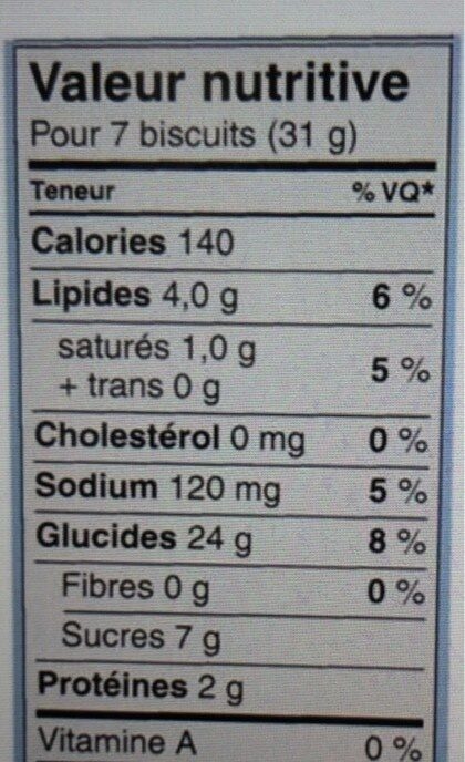 biscuits social tea - Nutrition facts