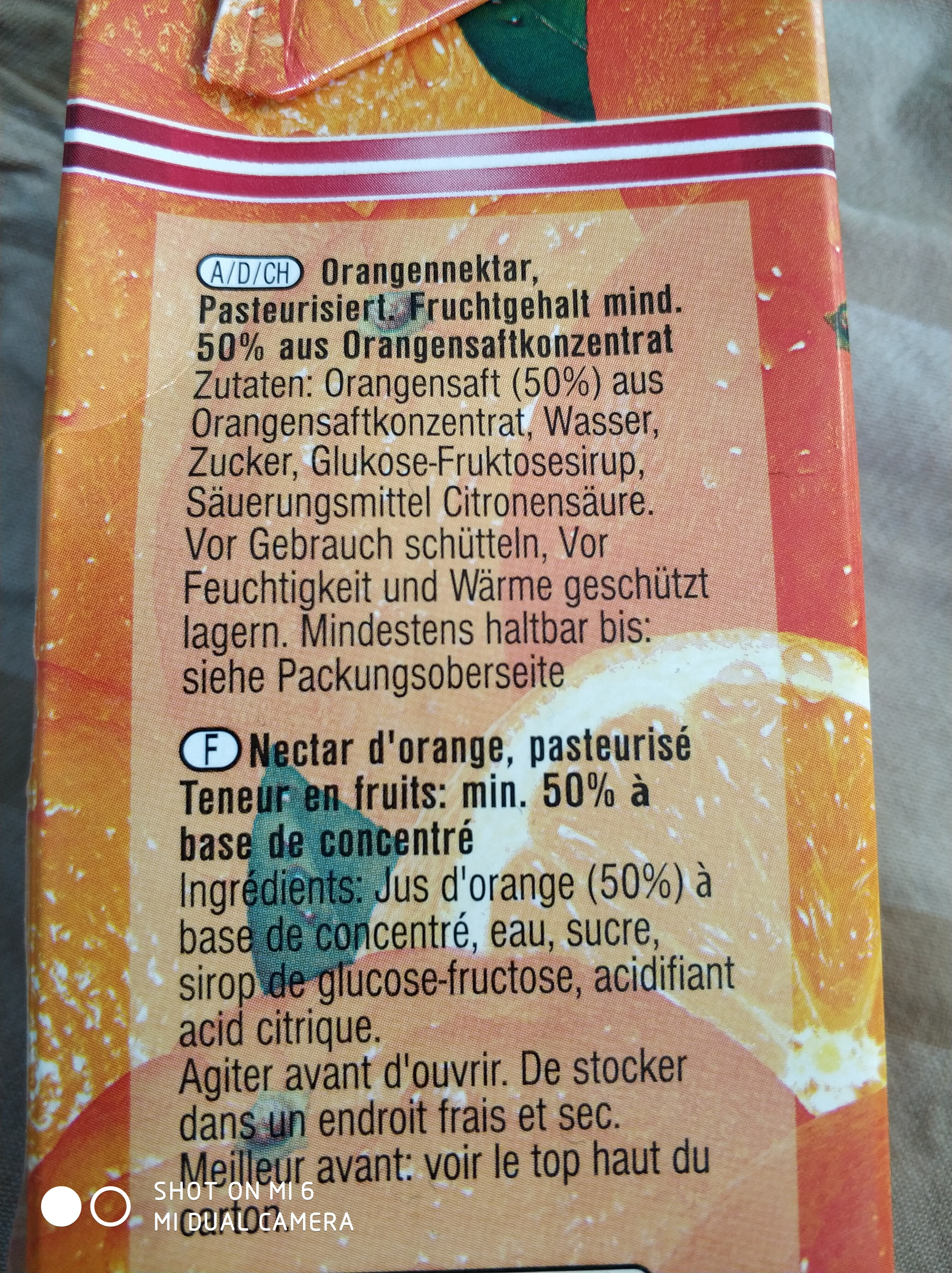 عصير برتقال - Ingredients