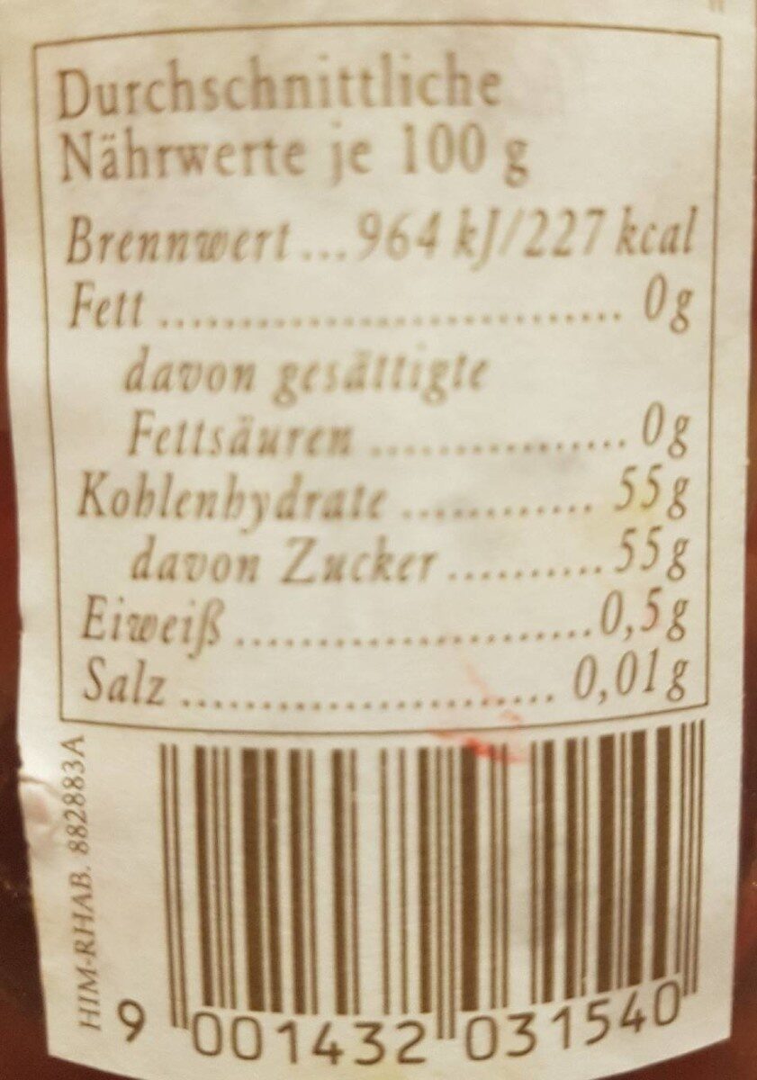 Himbeer Rhababer Konfitüre extra - Nutrition facts