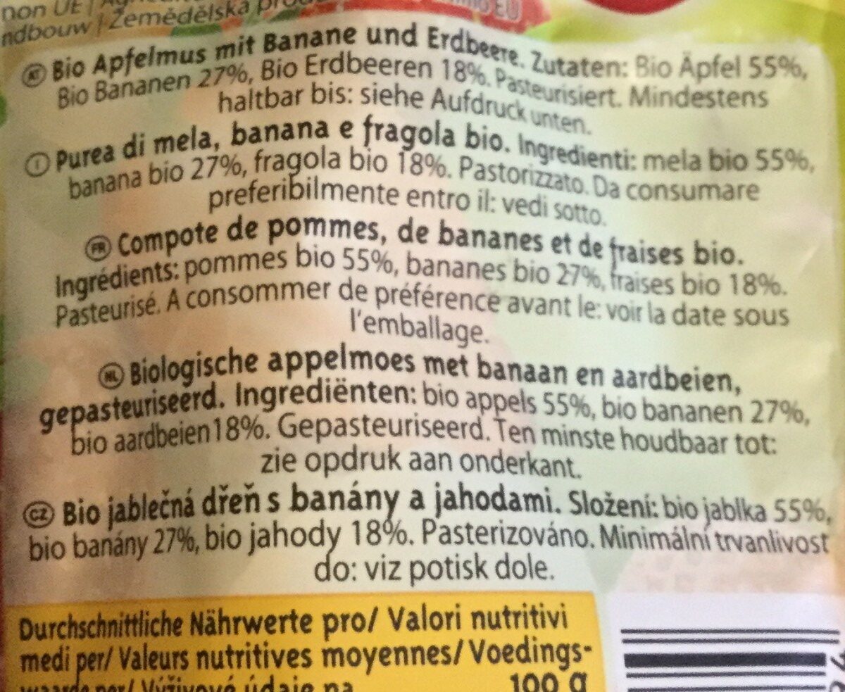 Machland Bio Fruitsnack Apfel Banane Erdbeere - Ingrédients