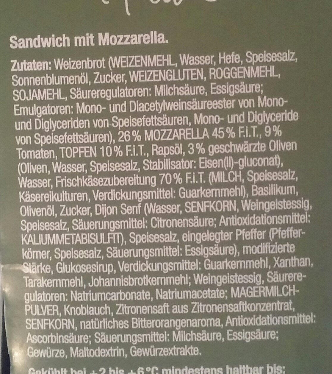 Sandwich mit Mozarella - Ingrédients - de