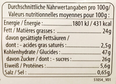 Kouglof saveur pomme et cabelle - Nutrition facts - fr