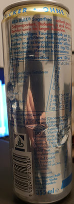 Red Bull Energy Sugar Free, 0,35 L - Tableau nutritionnel
