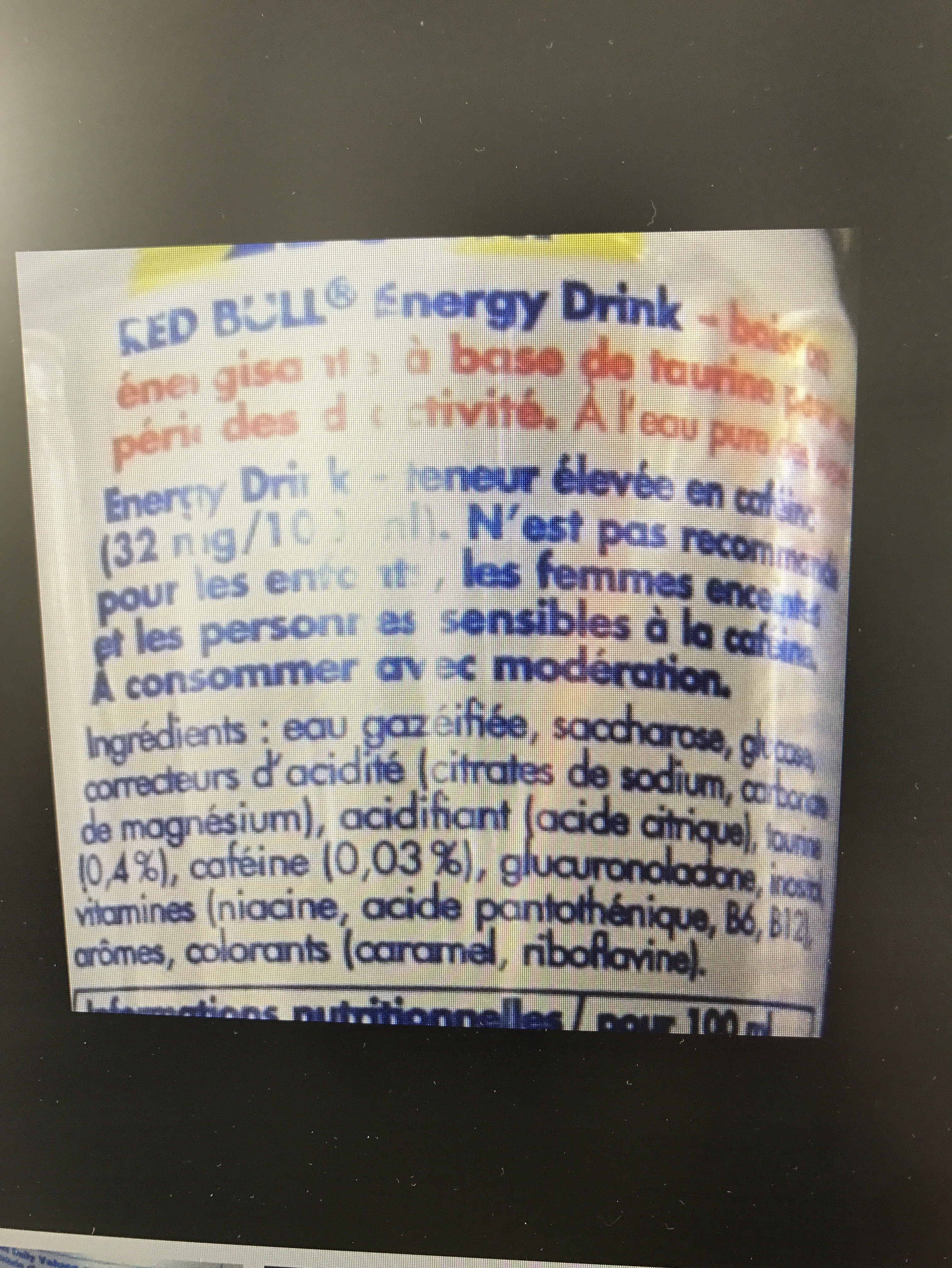 Red-bull Energy Drink 250ML - Ingrédients
