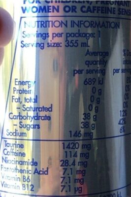 Energy drink - Nutrition facts