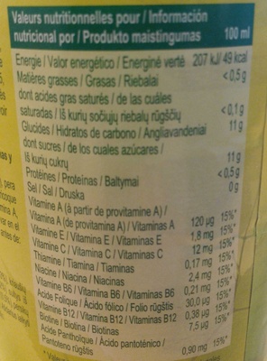 Page Cocktail tropical multivitaminé - Nutrition facts - fr