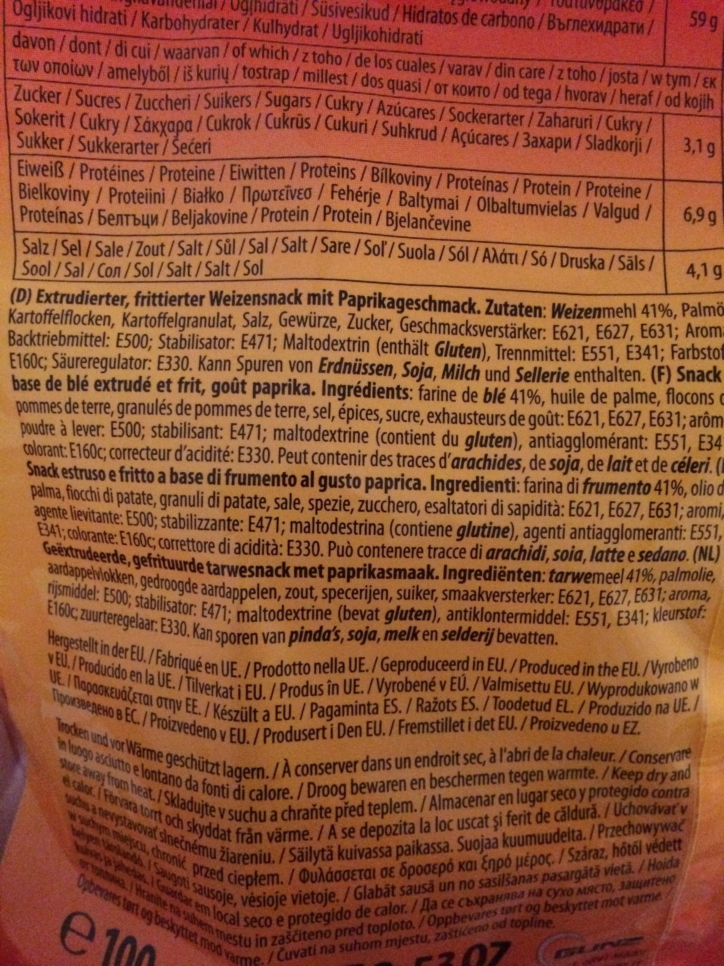 Paprika Mix Snack Im 100g Beutel Von Snackline - Ingredients - fr