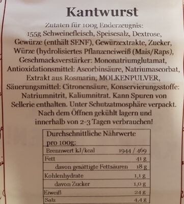 Kantwurst - Ingredients - de