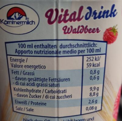 Vital Drink Waldbeer - Nährwertangaben - it