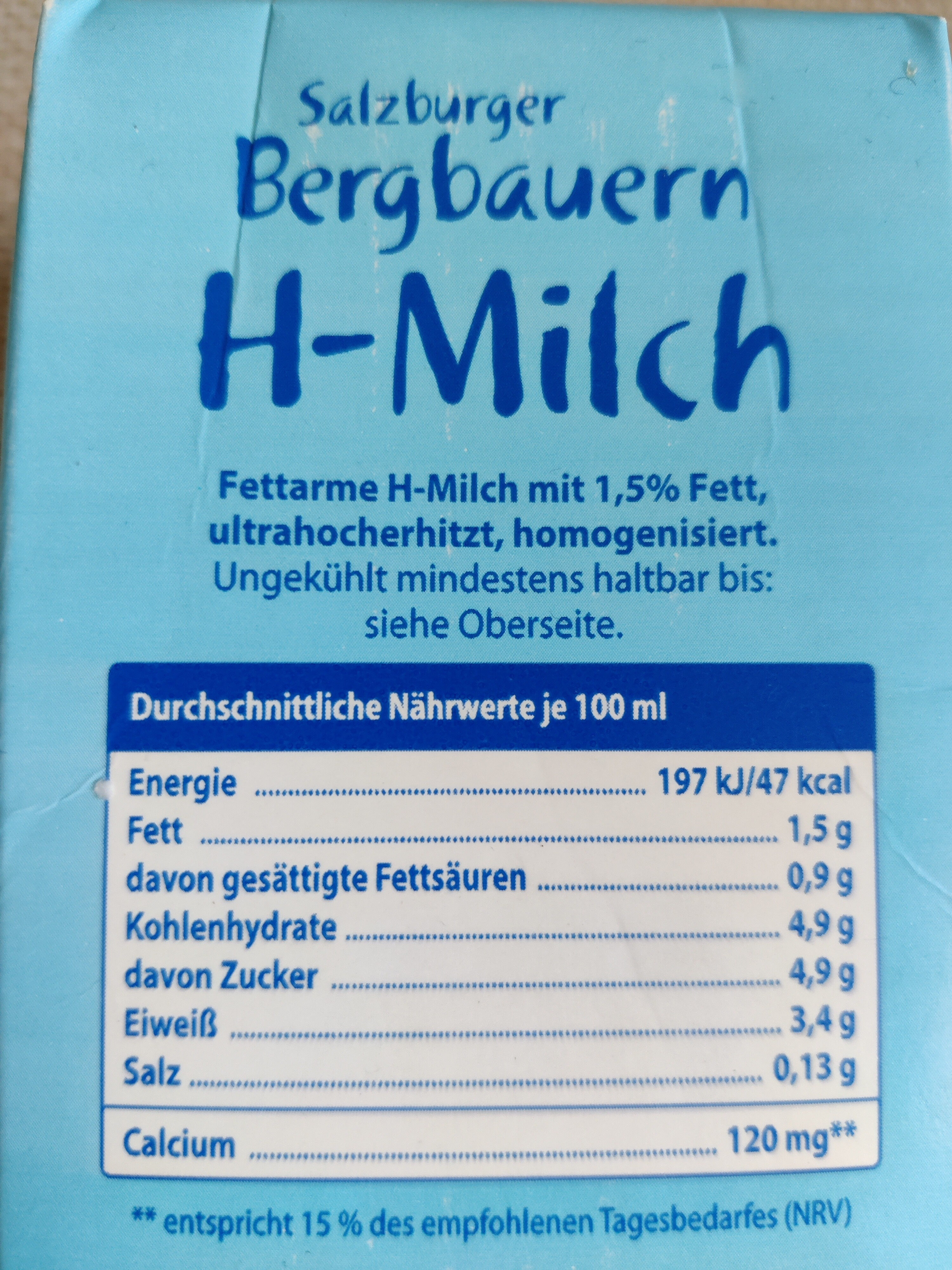 semi-skimmed UHT milk - 营养成分 - en