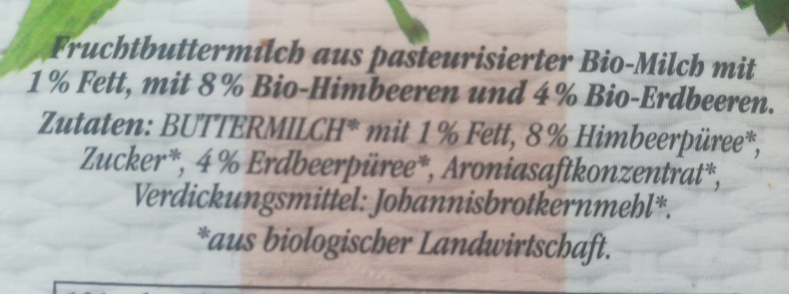 Bio Buttermilch Himbeer-Erdbeer - Zutaten