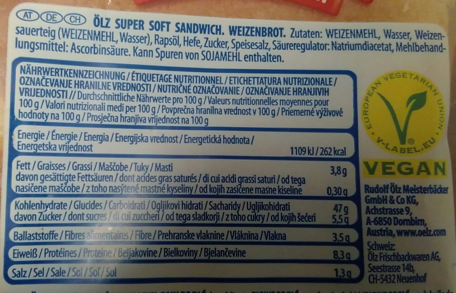 SUPER SOFT SANDWICH - Zutaten