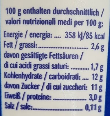 Bergbauern-Joghurt Pfirsich Melba - Nutrition facts - de