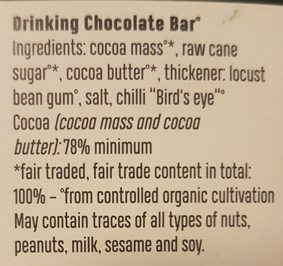 Trinkschokolade - Zutaten - en