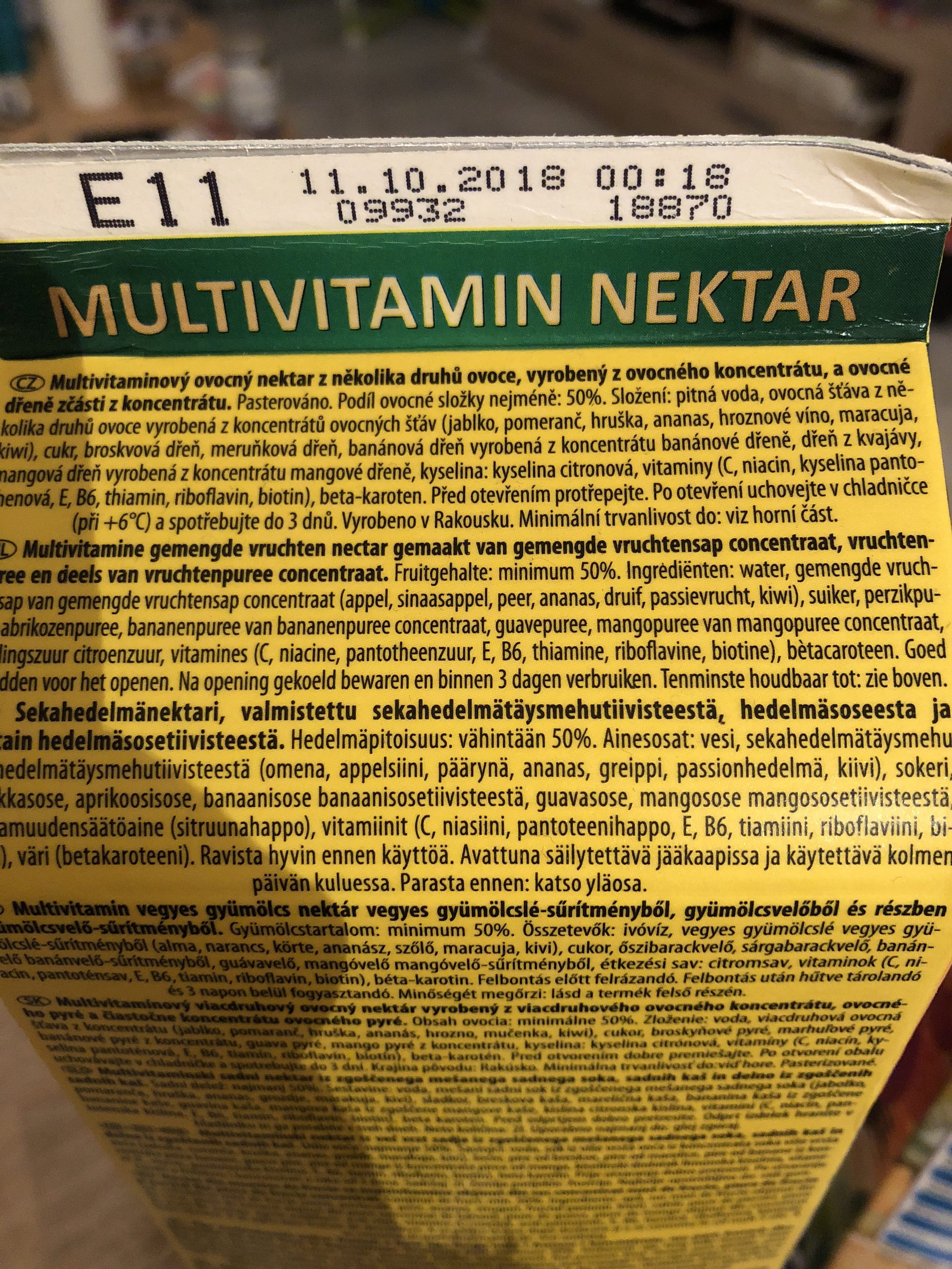 Multivitamine Mixed Fruits Nectar - Ingrédients