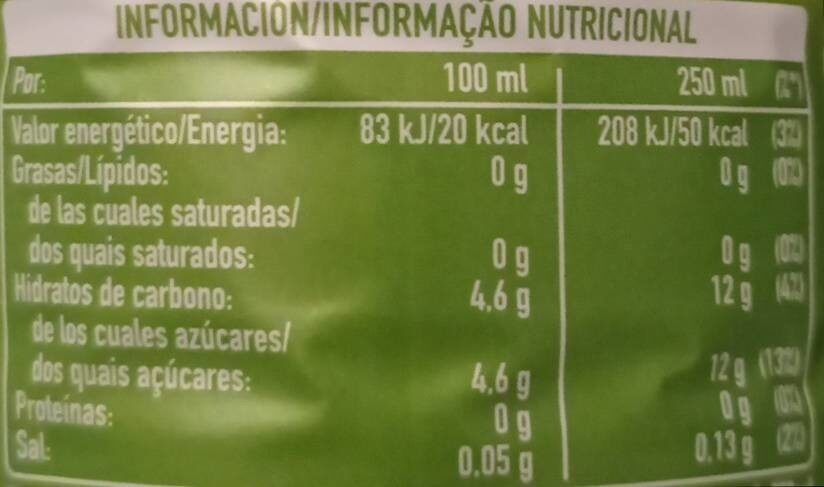 Té verde maracuya - Informació nutricional - es