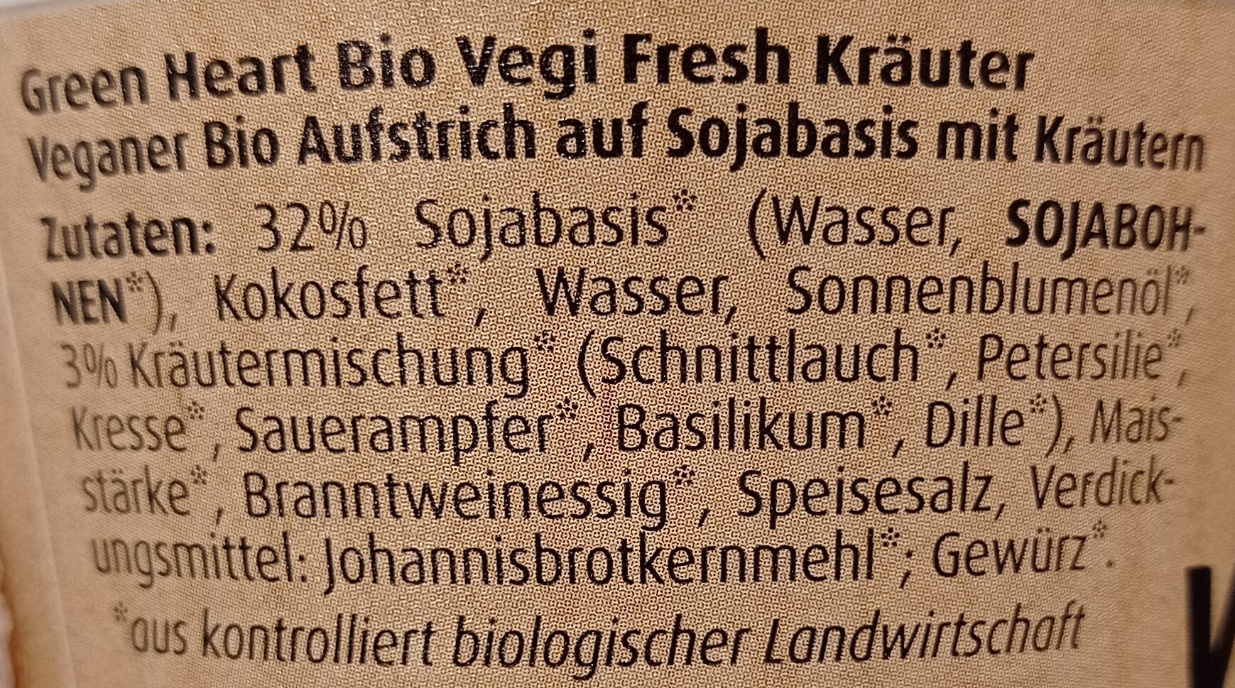 Bio Vegi Fresh Kräuter - Zutaten