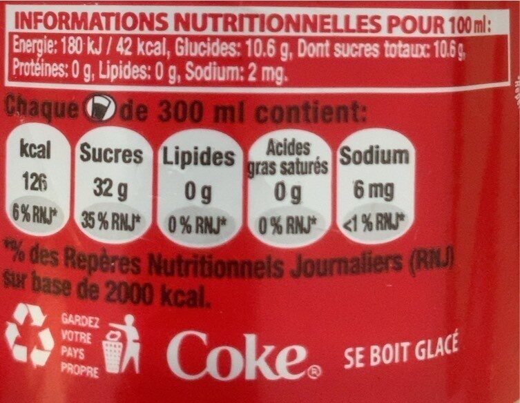 Coca-Cola - حقائق غذائية - fr