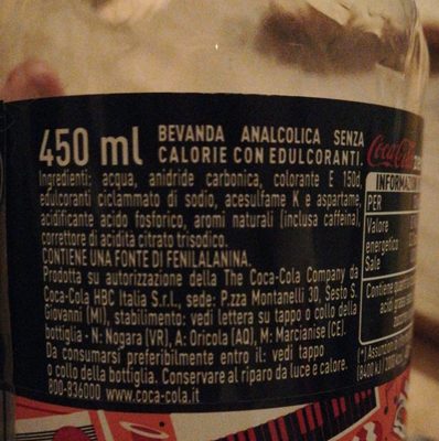 Coca cola zero - Ingrédients - it