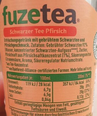Fuze tea pfirsisch - Información nutricional - de