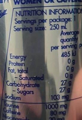 red bull - Nutrition facts