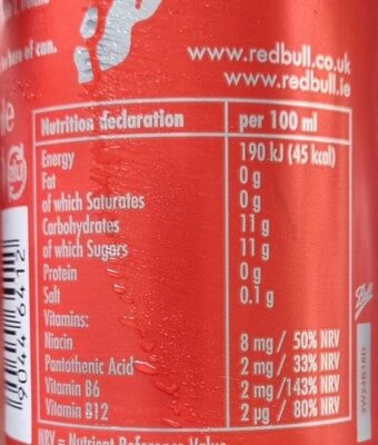 energy drink watermelon - Nutrition facts