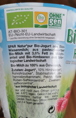 Bio-Jogurt Himbeere - Zutaten