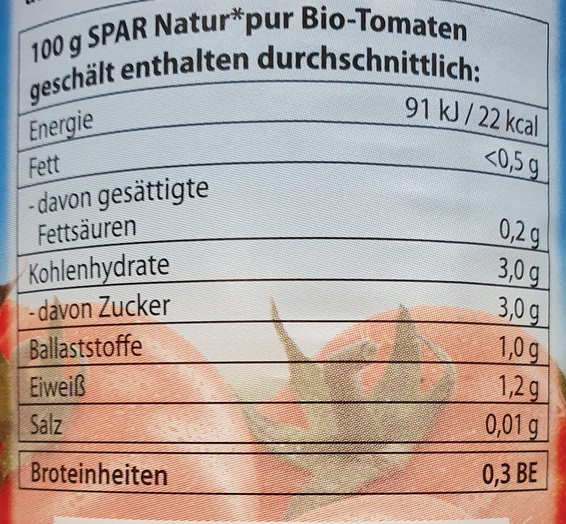 bio tomaten geschält - Nutrition facts - en